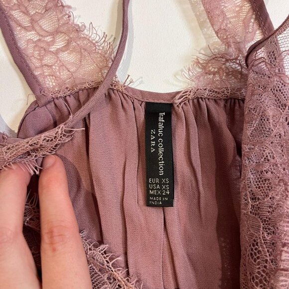 y2k dusty pink lace trim tie detail tank top boho fairy coquette vintage sultury - Picture 5 of 7